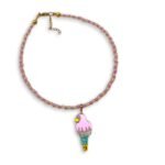 Handmade mirror parrot necklace with colorful glass beads