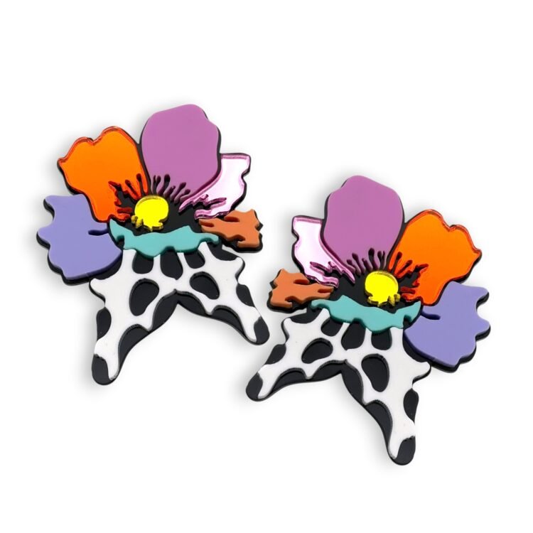 Kaleido Earrings χειροποίητα πολύχρωμα σκουλαρίκια λουλούδι