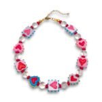 Handmade colorful heart necklace with glass beads