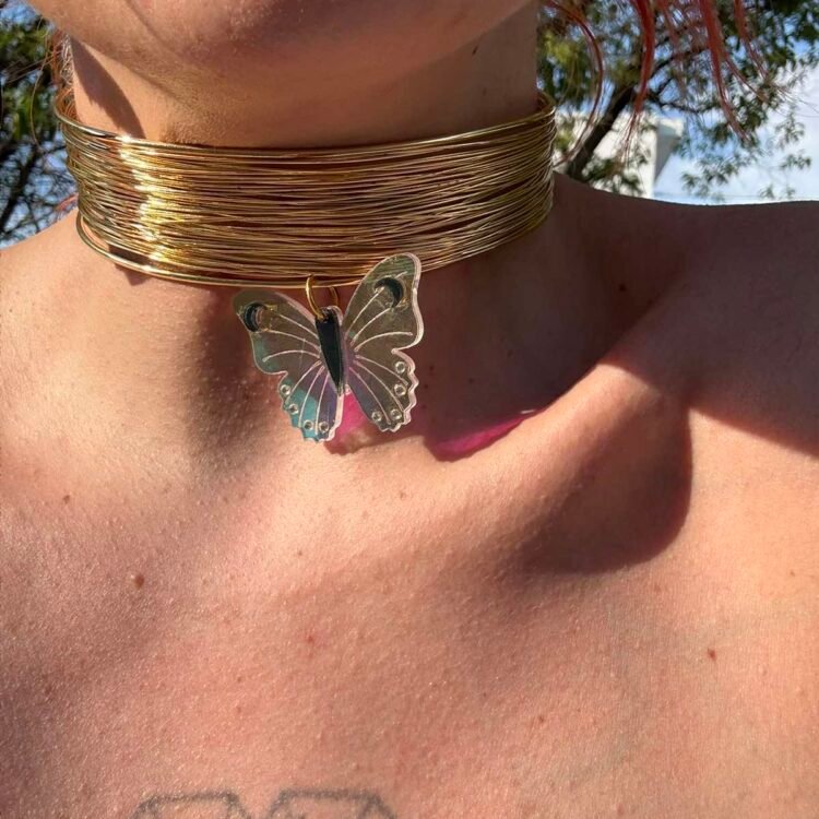 Iridesa Butterfly Choker με χειροποίητη πεταλούδα από plexiglass