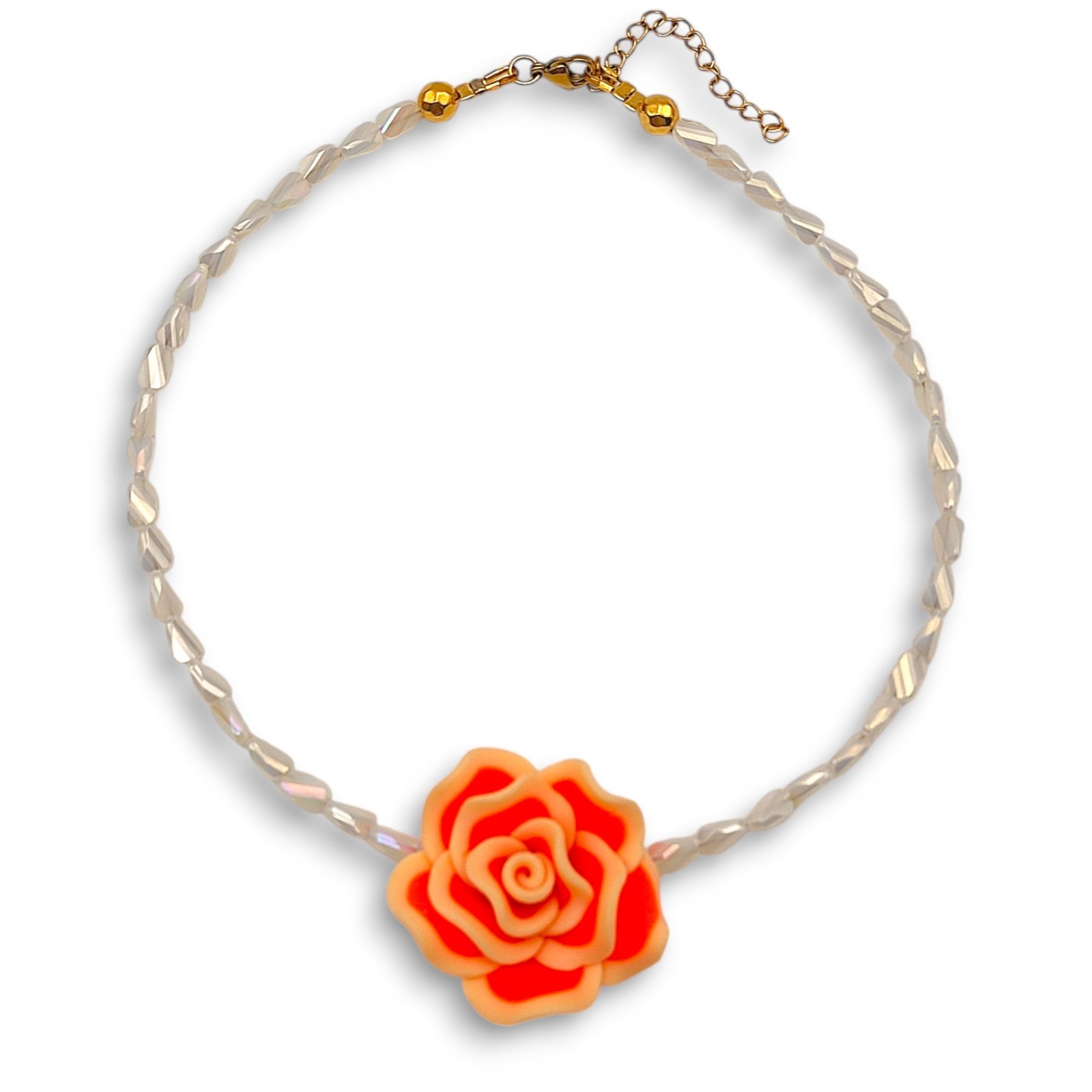 Dream Flower Orange Necklace Dream Flower Orange Necklace με λουλούδι από πολυμερικό πηλό