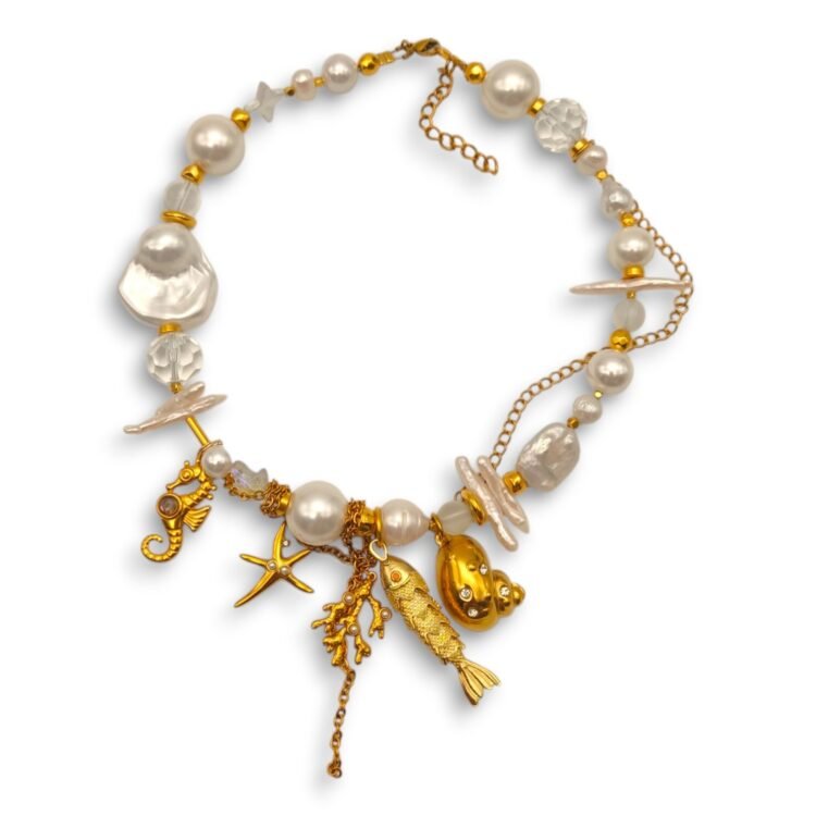Cyclades Pearl Necklace με freshwater pearls και φίλντισι