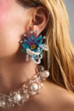 Thelxinoe Earrings featuring pearls and glass beads