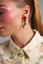 Swallow & Rose Earrings statement handmade jewelry