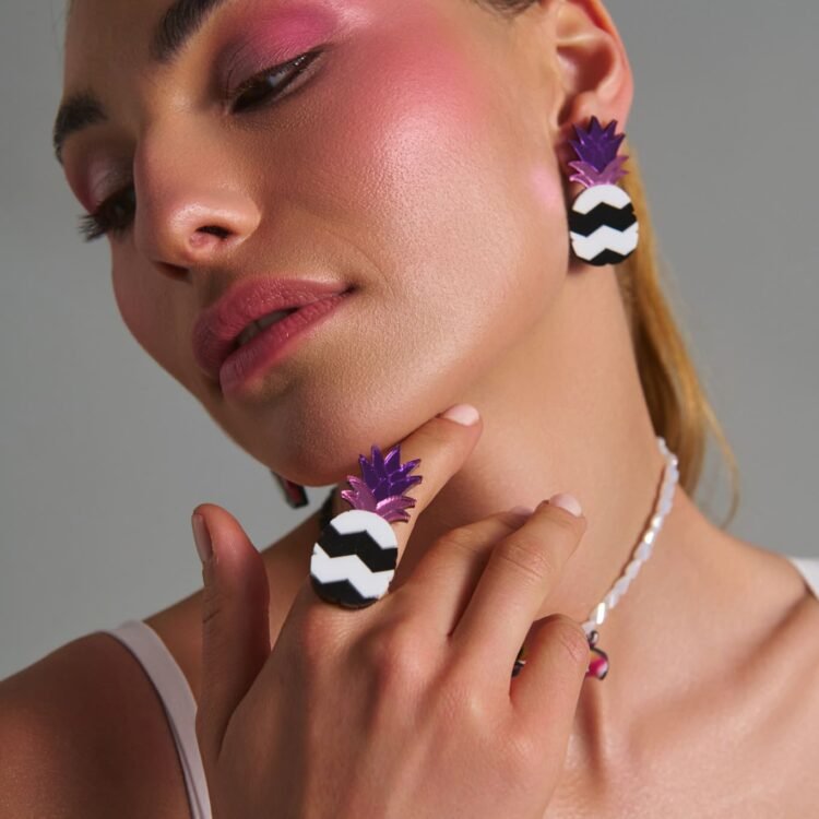 Retro Pineapple Earrings made from plexiglass