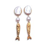 Maréa Gold fish and pearl earrings