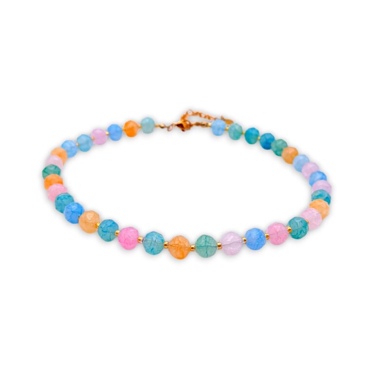 Handmade colourful glass bead necklace.