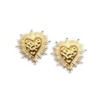 Holy Love Mix two-tone stainless steel heart earrings.