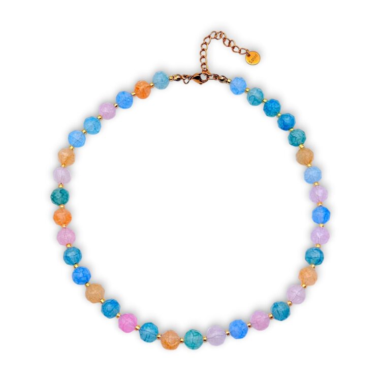 Candy Breeze Necklace με πολύχρωμες κρακελέ γυάλινες χάντρες.