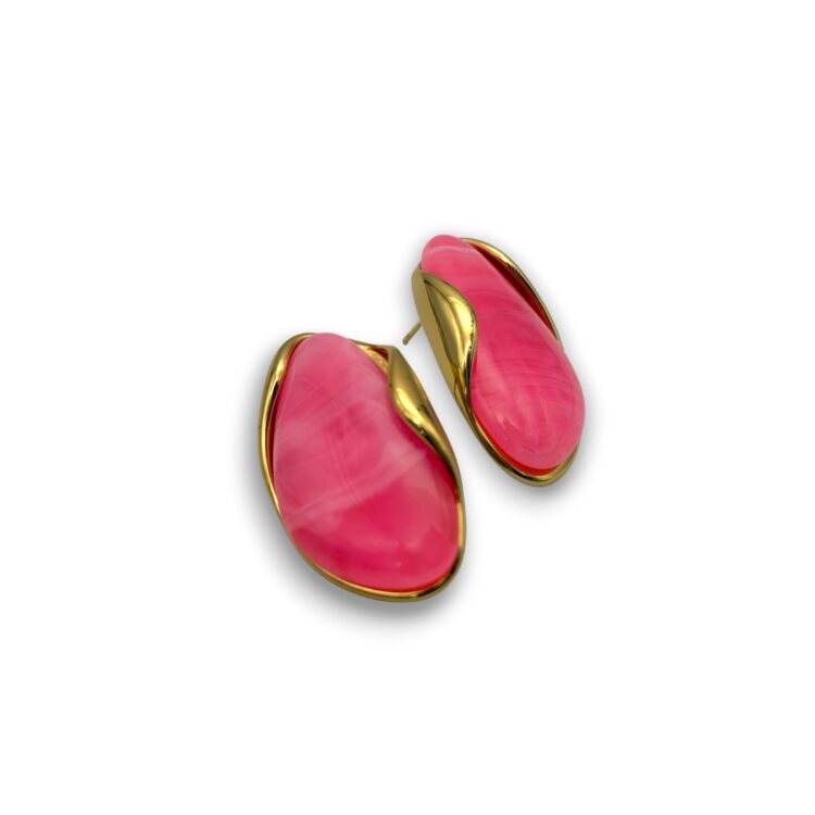 Noelle Fuchsia ανοξείδωτα σκουλαρίκια με glossy marble φούξια σχέδιο