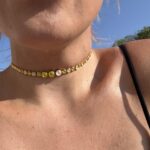 Rainbow Queen Yellow stainless steel zircon choker.