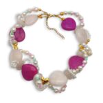 Nephrite Pearl Coral Choker handmade necklace with nephrite pearls and coral