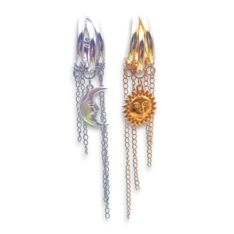 Meronychto – Sun & Moon Stainless Steel Earrings