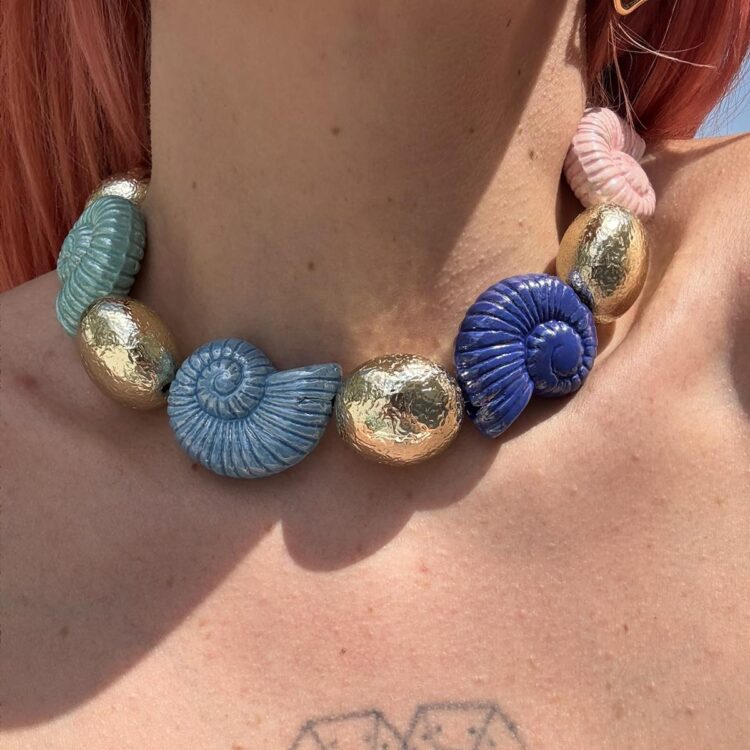 Thetis handmade ceramic shell necklace