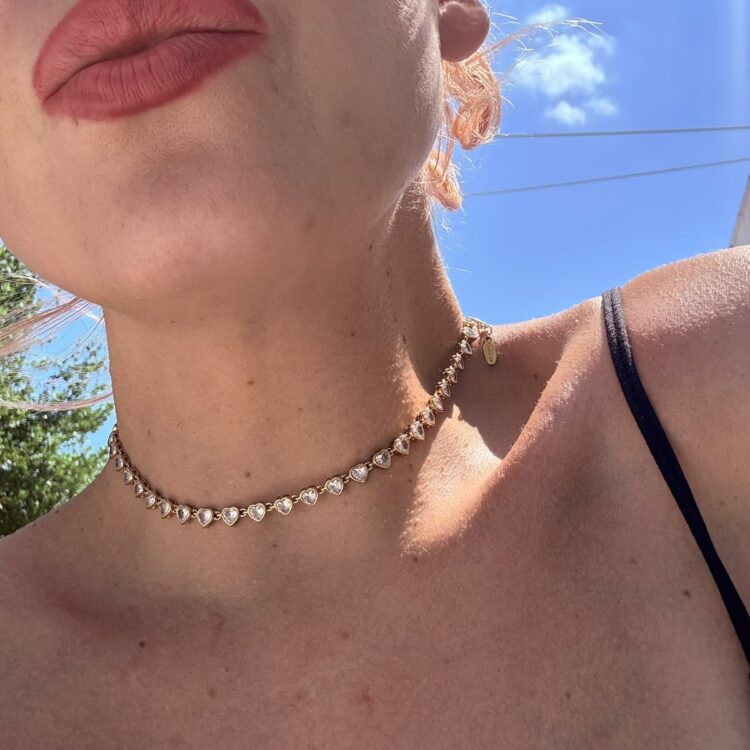 Amorette heart zircon choker.