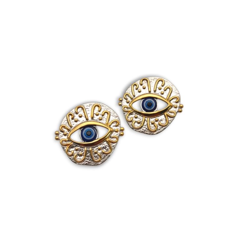 Eye of Helios ατσάλινα σκουλαρίκια με μάτι προστασίας.