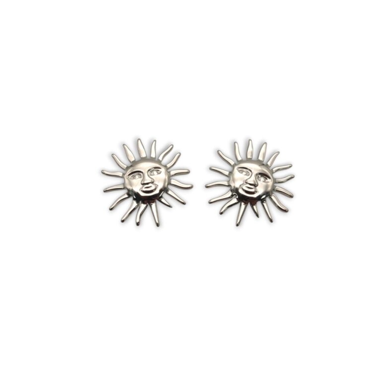 Sun Mini Silver ατσάλινα σκουλαρίκια ήλιος.