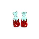 Handmade strawberry plexiglass earrings.