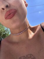 Rainbow Queen Purple stainless steel zircon choker.
