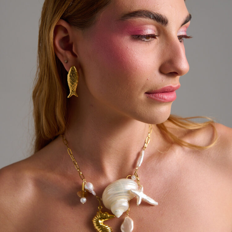 Léonie Gold stainless steel fish earrings