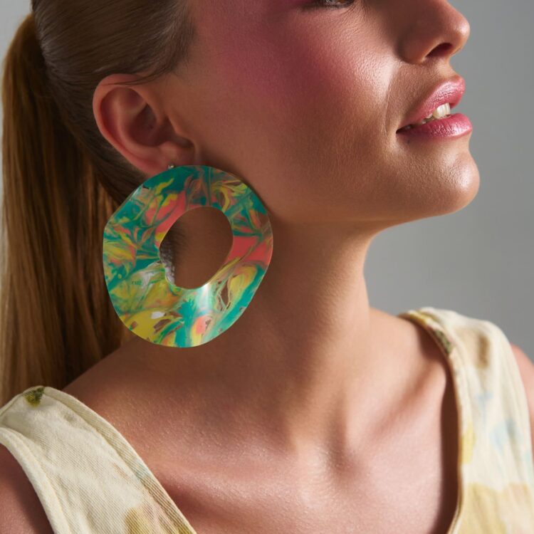 Palette hand-sculpted plexiglass statement earrings