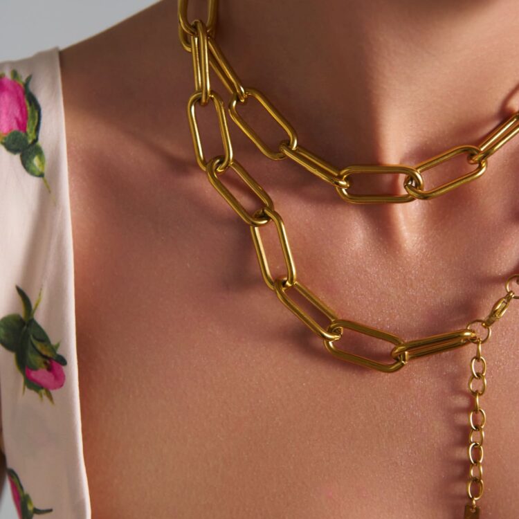 Empire Gold chunky stainless steel necklace.