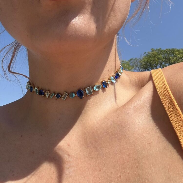 Look Me Crystal Blue Blue Crystal Choker.