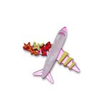 Χειροποίητη καρφίτσα Dream Flight Brooch σε σχήμα ροζ αεροπλάνου από plexiglass με πολύχρωμα αστέρια