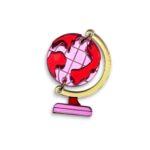 Χειροποίητη καρφίτσα Dream Globe Brooch σε σχήμα υδρογείου από ροζ και κόκκινο plexiglass