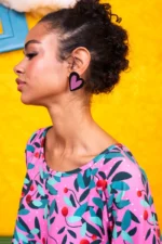 Petit Hearts Black Pink handmade heart earrings in black and bright pink plexiglass