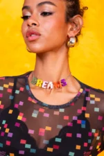 Dream Letters Necklace handmade colourful plexiglass DREAMS necklace with silver-tone chain